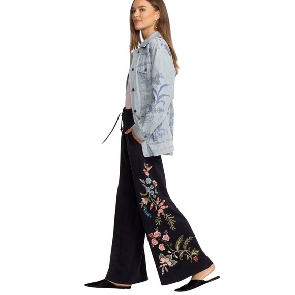 Johnny Was Pants - Johnny Was Womens Size XL Black French Terry Seamed Julianna Pant NWT